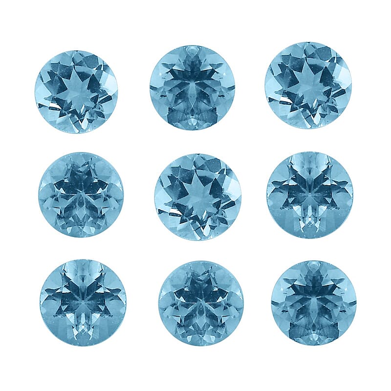 AA Sky Blue Topaz Set of 10 (Rnd 5 mm) 6.24 ctw Loose Gemstone