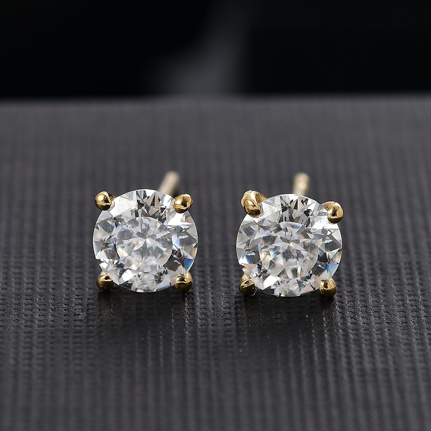 100 Facets Moissanite 1.50 ctw Solitaire Stud Earrings in 18K Vermeil Yellow Gold Over Sterling Silver