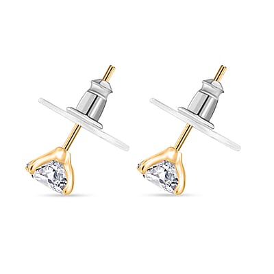 100 Facets Moissanite 1.50 ctw Solitaire Stud Earrings in 18K Vermeil Yellow Gold Over Sterling Silver
