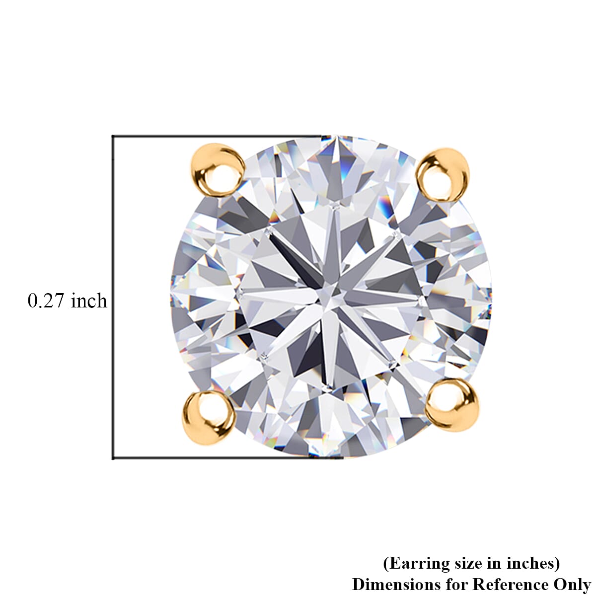 100 Facets Moissanite 1.50 ctw Solitaire Stud Earrings in 18K Vermeil Yellow Gold Over Sterling Silver