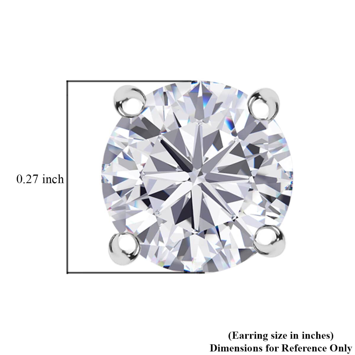 100 Facets Moissanite 1.50 ctw Solitaire Stud Earrings in Rhodium Over Sterling Silver image number 4