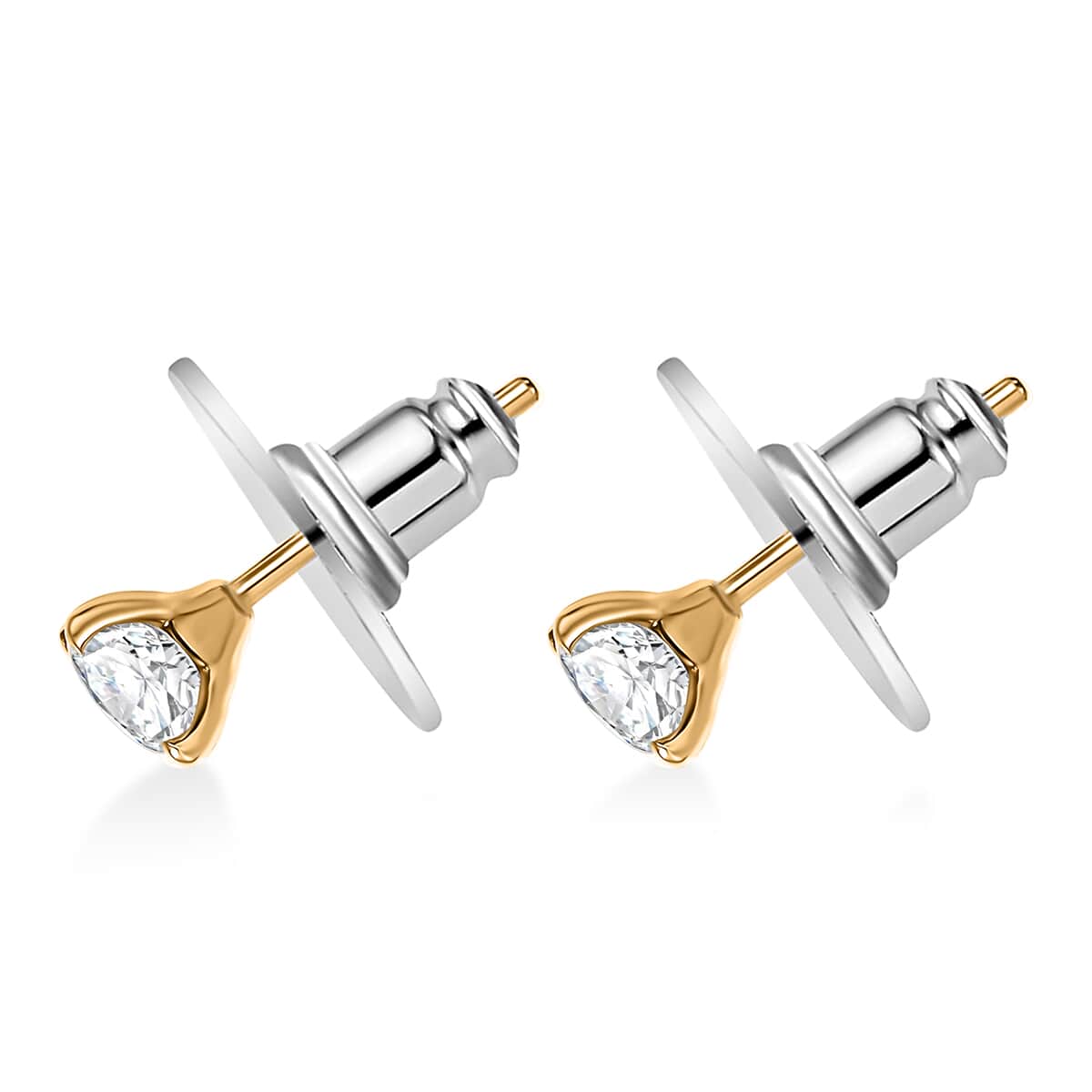 Moissanite 1.30 ctw Solitaire Stud Earrings in 18K Vermeil Yellow Gold Over Sterling Silver image number 4