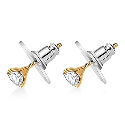 Moissanite 1.30 ctw Solitaire Stud Earrings in 18K Vermeil Yellow Gold Over Sterling Silver