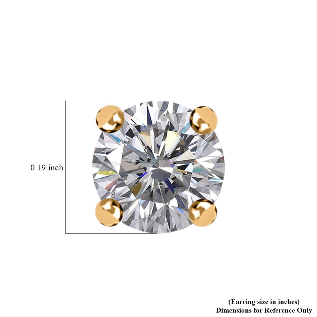 Moissanite 1.30 ctw Solitaire Stud Earrings in 18K Vermeil Yellow Gold Over Sterling Silver image number 5