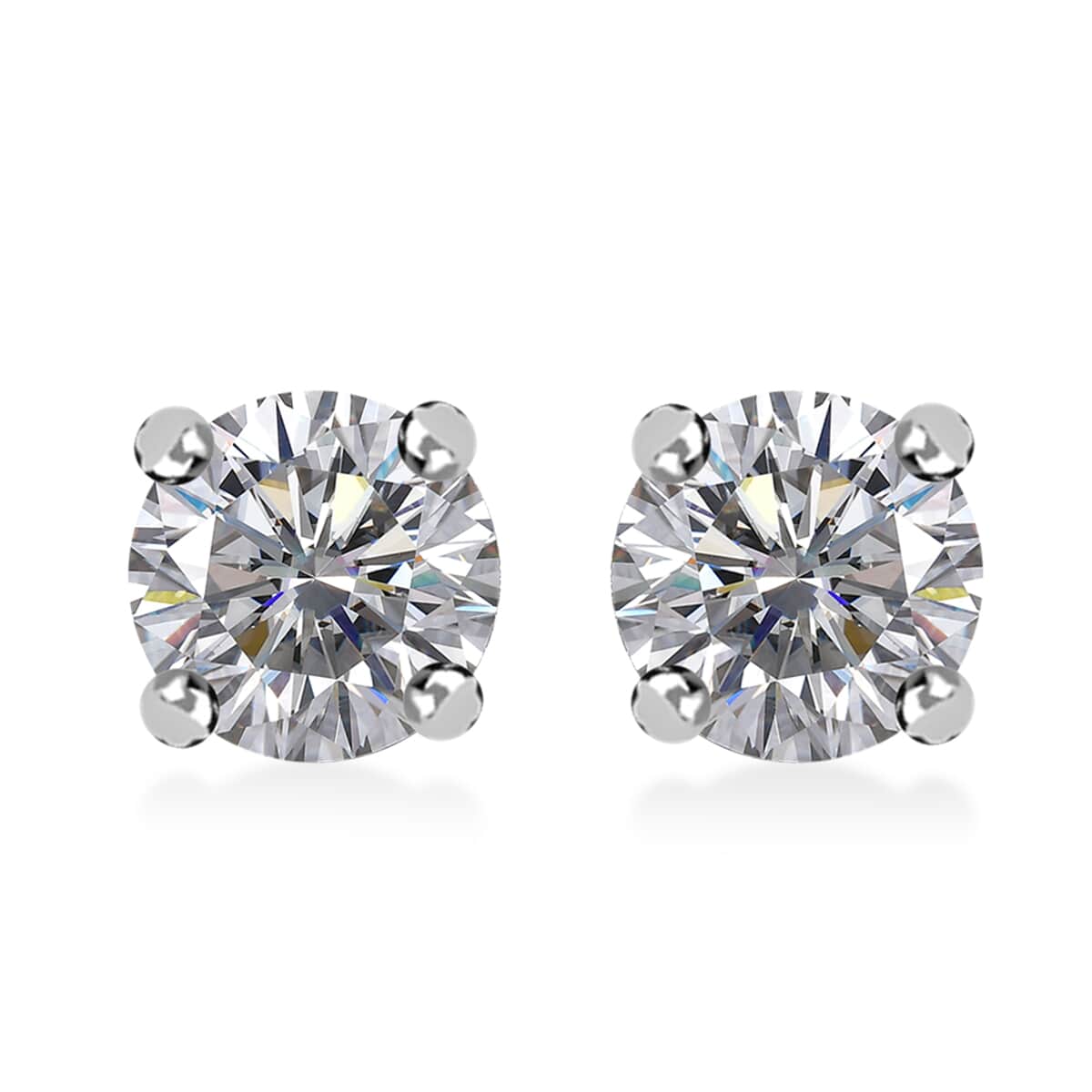 Moissanite 1.30 ctw Solitaire Stud Earrings in Rhodium Over Sterling Silver image number 0