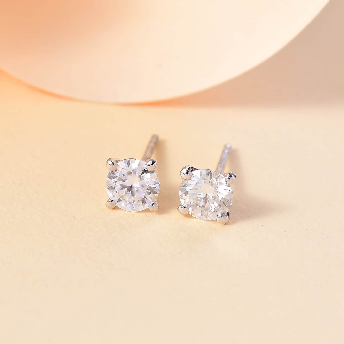 Moissanite 1.30 ctw Solitaire Stud Earrings in Rhodium Over Sterling Silver image number 1