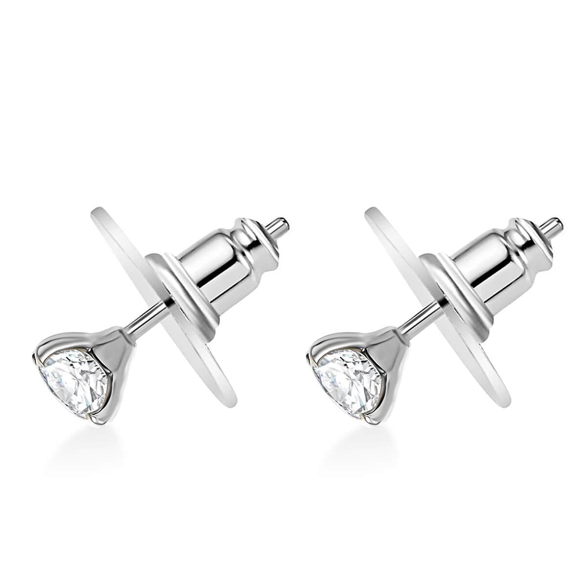 Moissanite 1.30 ctw Solitaire Stud Earrings in Rhodium Over Sterling Silver image number 4