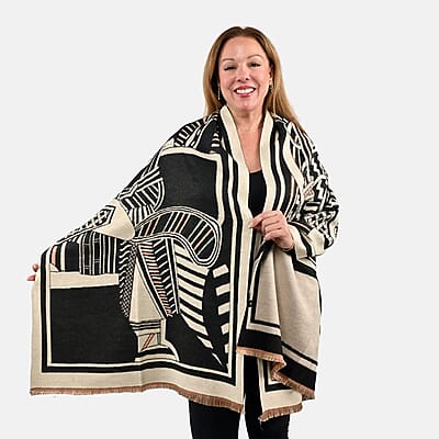 Instyle Black Abstract Scarf - One Size Fits Most
