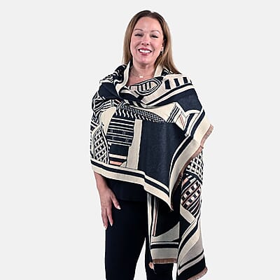 Instyle Black Abstract Scarf - One Size Fits Most