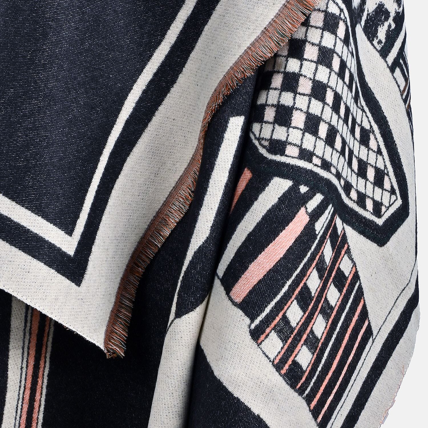 Instyle Black Abstract Scarf - One Size Fits Most