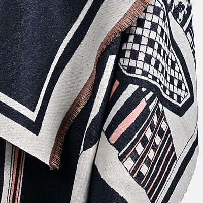 Instyle Black Abstract Scarf - One Size Fits Most
