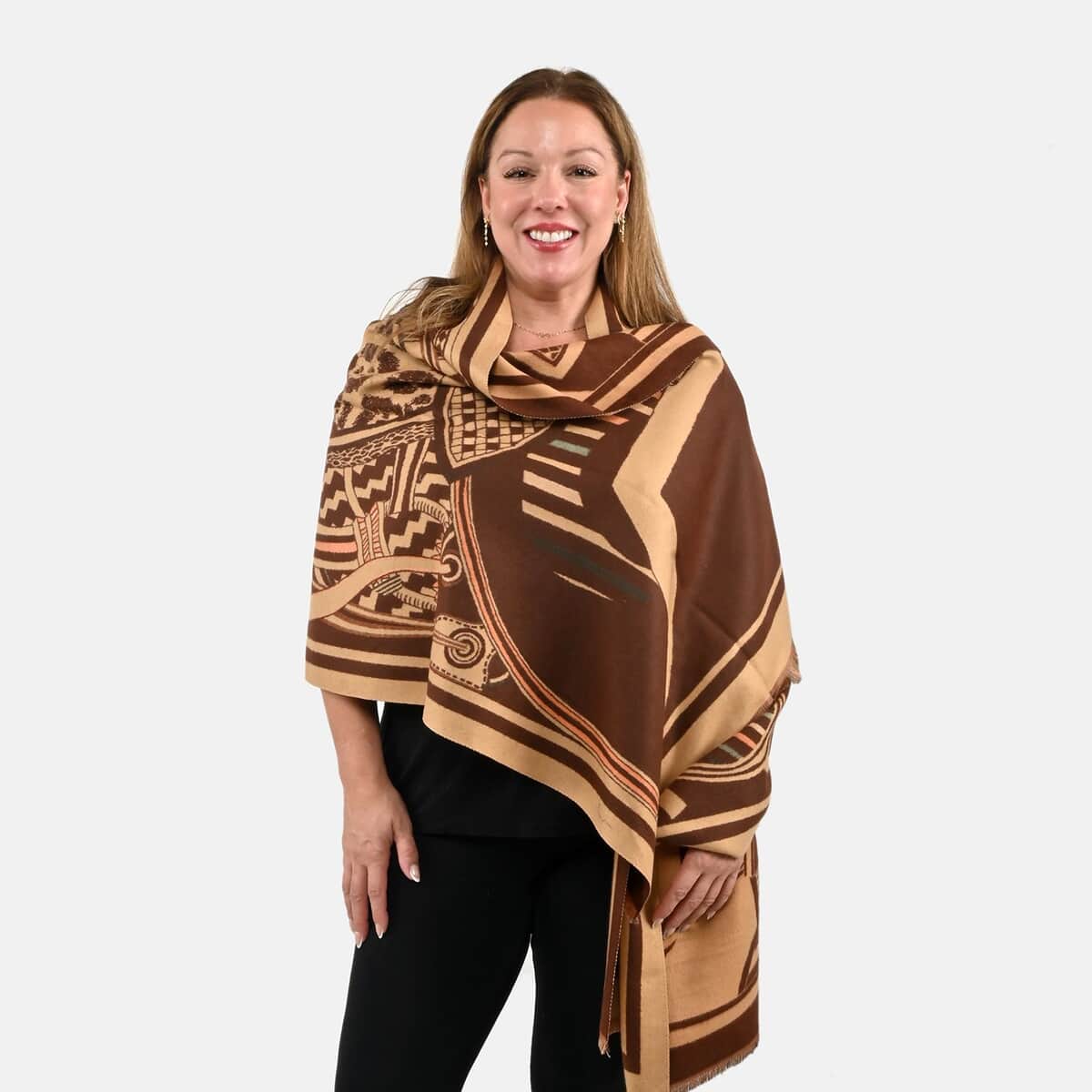 Instyle Coffee Abstract Scarf - One Size Fits Most image number 2