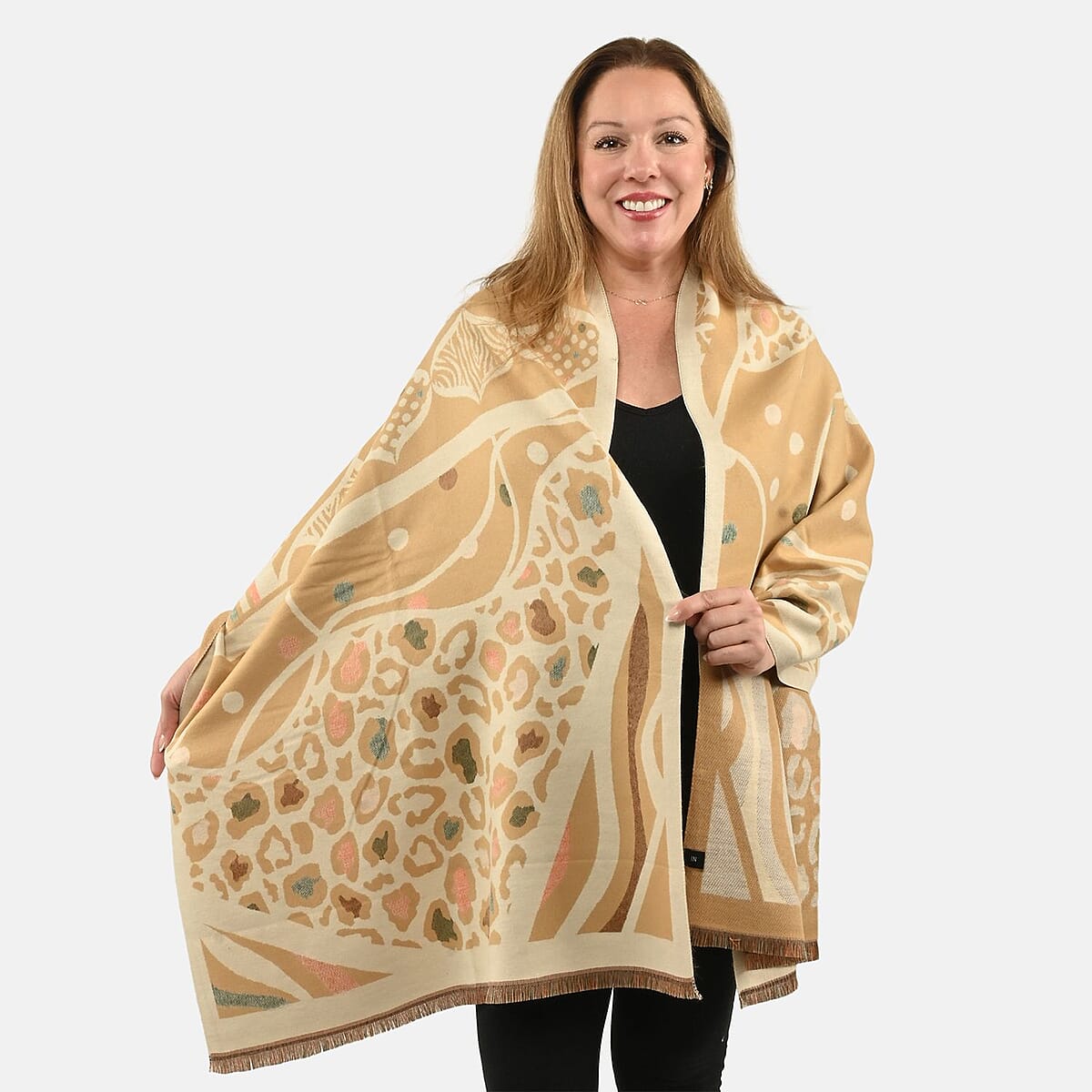 Instyle Beige Leopard Scarf - One Size Fits Most image number 1