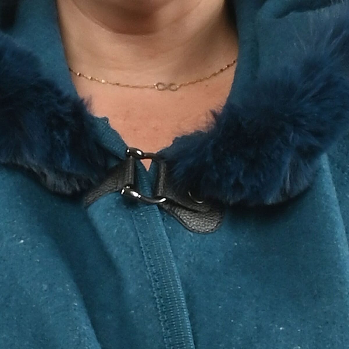 Instyle Blue Floral Faux Fur Ruana - One Size Fits Most image number 5