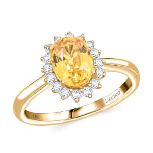 Certified & Appraised Luxoro AAA Madagascar Yellow Sapphire and G-H I2 Diamond 2.15 ctw Ring in 14K Yellow Gold (Size 10.0)