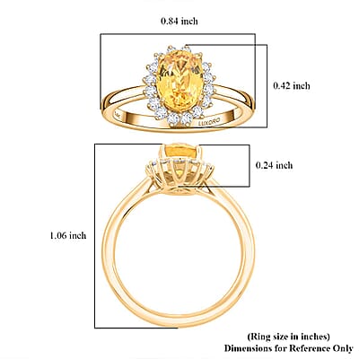 Certified & Appraised Luxoro AAA Madagascar Yellow Sapphire and G-H I2 Diamond 2.15 ctw Ring in 14K Yellow Gold (Size 10.0)