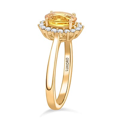 Certified & Appraised Luxoro AAA Madagascar Yellow Sapphire and G-H I2 Diamond 2.15 ctw Ring in 14K Yellow Gold (Size 11.0)