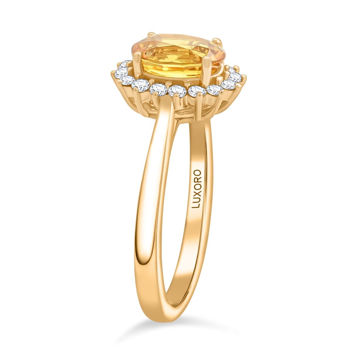 Certified & Appraised Luxoro AAA Madagascar Yellow Sapphire and G-H I2 Diamond 2.15 ctw Ring in 14K Yellow Gold (Size 8.0) image number 3