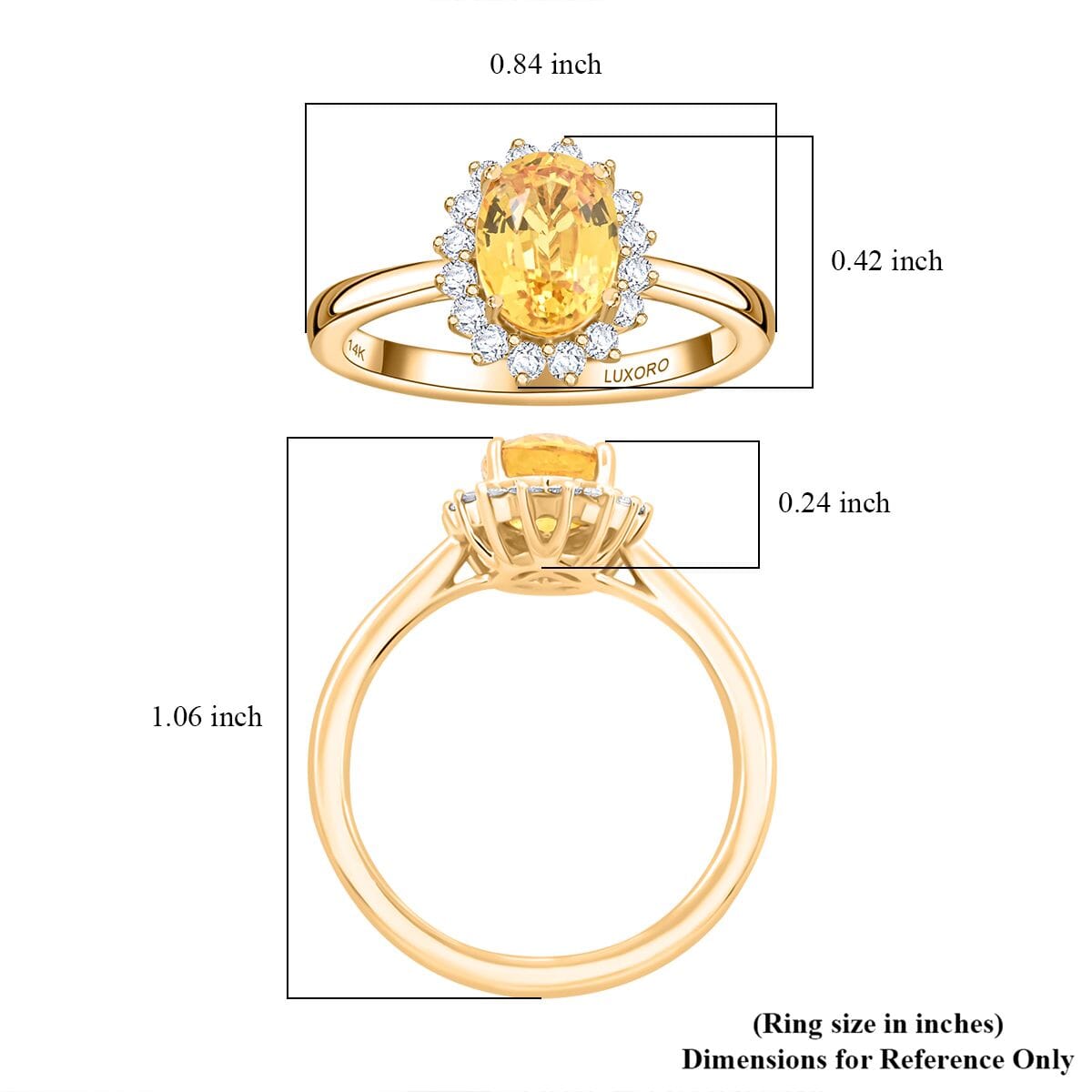 Certified & Appraised Luxoro AAA Madagascar Yellow Sapphire and G-H I2 Diamond 2.15 ctw Ring in 14K Yellow Gold (Size 8.0) image number 5