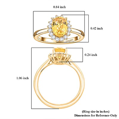 Certified & Appraised Luxoro AAA Madagascar Yellow Sapphire and G-H I2 Diamond 2.15 ctw Ring in 14K Yellow Gold (Size 8.0)