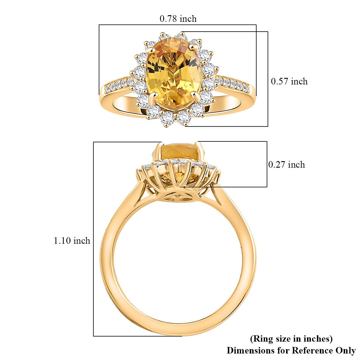 Collector's Edition Luxoro AAA Canary Yellow Sapphire and G-H I2 Diamond 3.00 ctw Ring in 14K Yellow Gold (Size 11.0) 4.05 Grams image number 5