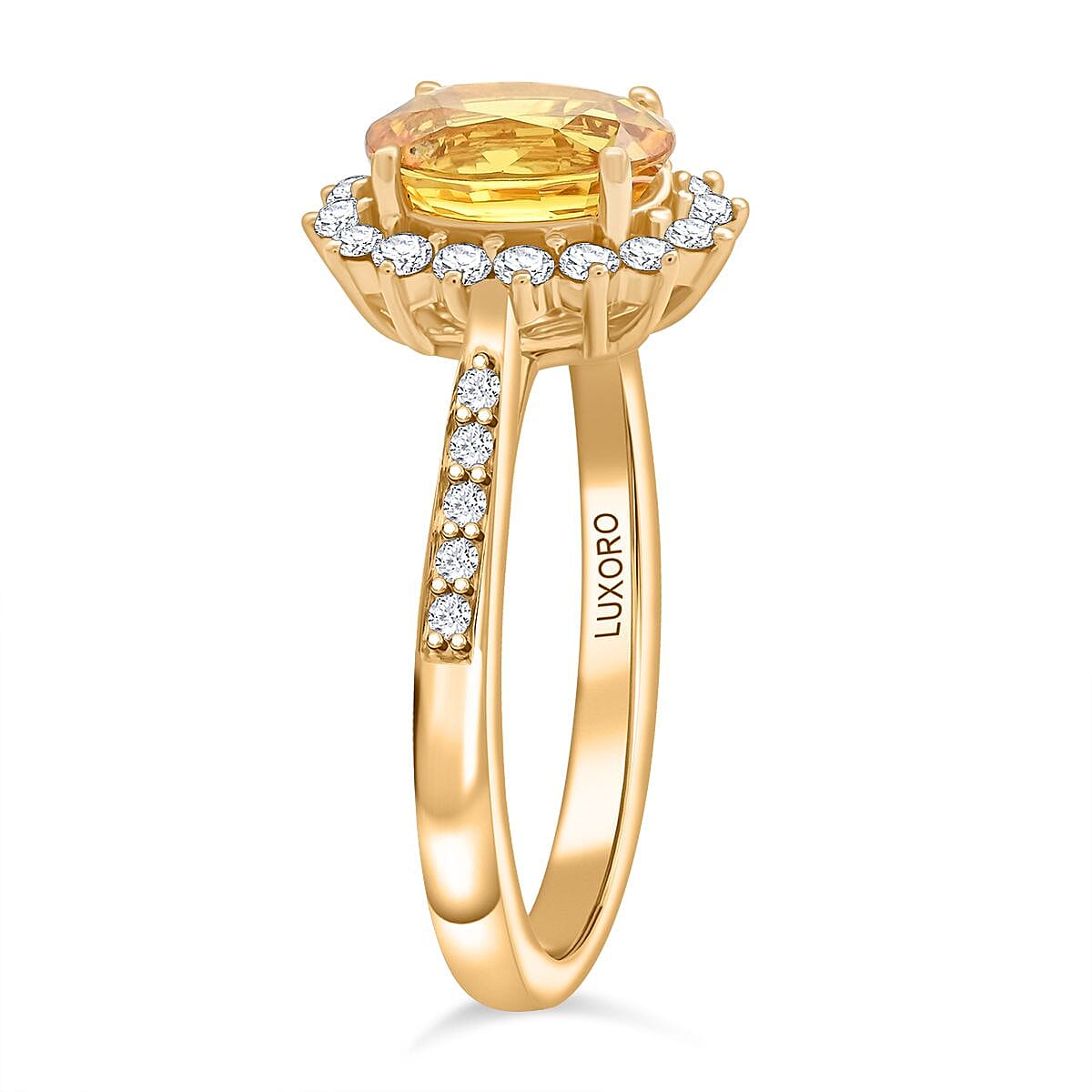 Collector's Edition Luxoro AAA Canary Yellow Sapphire and G-H I2 Diamond 3.00 ctw Ring in 14K Yellow Gold (Size 6.5) 4.05 Grams image number 3
