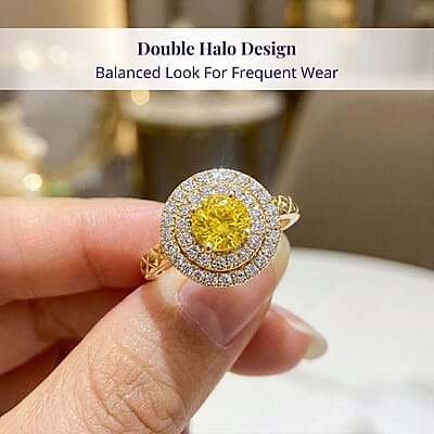 Certified & Appraised Luxoro AAA Madagascar Yellow Sapphire and G-H I2 Diamond 1.50 ctw Ring in 14K Yellow Gold (Size 11.0) 4.90 Grams