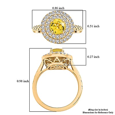 Certified & Appraised Luxoro AAA Madagascar Yellow Sapphire and G-H I2 Diamond 1.50 ctw Ring in 14K Yellow Gold (Size 11.0) 4.90 Grams