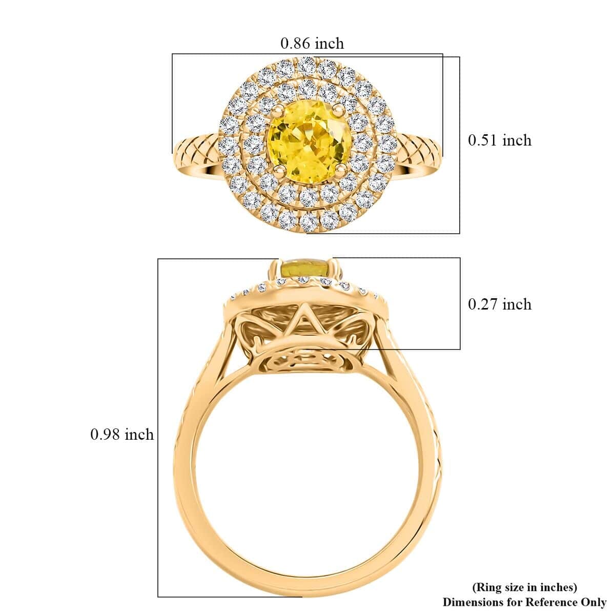 Certified & Appraised Luxoro AAA Madagascar Yellow Sapphire and G-H I2 Diamond 1.50 ctw Ring in 14K Yellow Gold (Size 6.0) 4.90 Grams image number 6