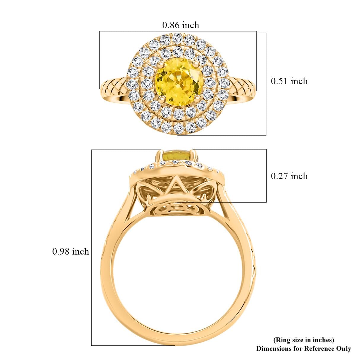 Certified & Appraised Luxoro AAA Madagascar Yellow Sapphire and G-H I2 Diamond 1.50 ctw Ring in 14K Yellow Gold (Size 8.0) 4.90 Grams image number 6