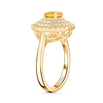 Certified & Appraised Luxoro 14K Yellow Gold AAA Madagascar Yellow Sapphire, Diamond (G-H, I2) (0.48 cts) Ring (Size 11.0) (5.25 g) 1.35 ctw