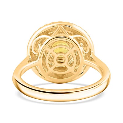 Certified & Appraised Luxoro 14K Yellow Gold AAA Madagascar Yellow Sapphire, Diamond (G-H, I2) (0.48 cts) Ring (Size 11.0) (5.25 g) 1.35 ctw