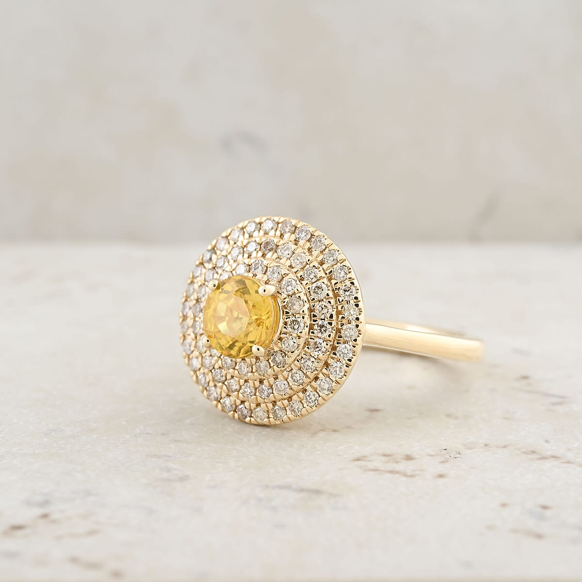 Certified & Appraised Luxoro AAA Madagascar Yellow Sapphire and G-H I2 Diamond 1.35 ctw Ring in 14K Yellow Gold (Size 6.0) 5.25 Grams image number 1