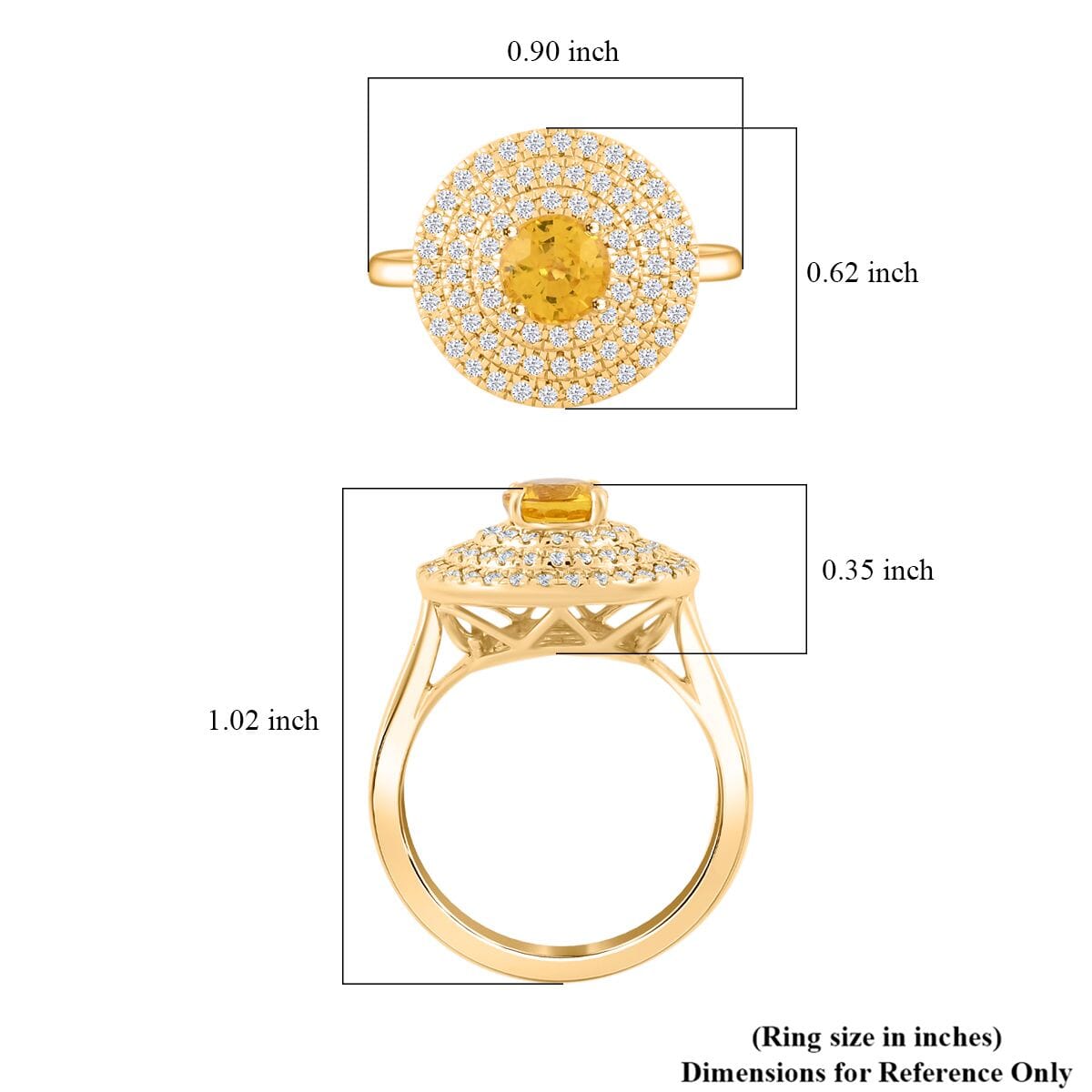 Certified & Appraised Luxoro AAA Madagascar Yellow Sapphire and G-H I2 Diamond 1.35 ctw Ring in 14K Yellow Gold (Size 8.0) 5.25 Grams image number 5