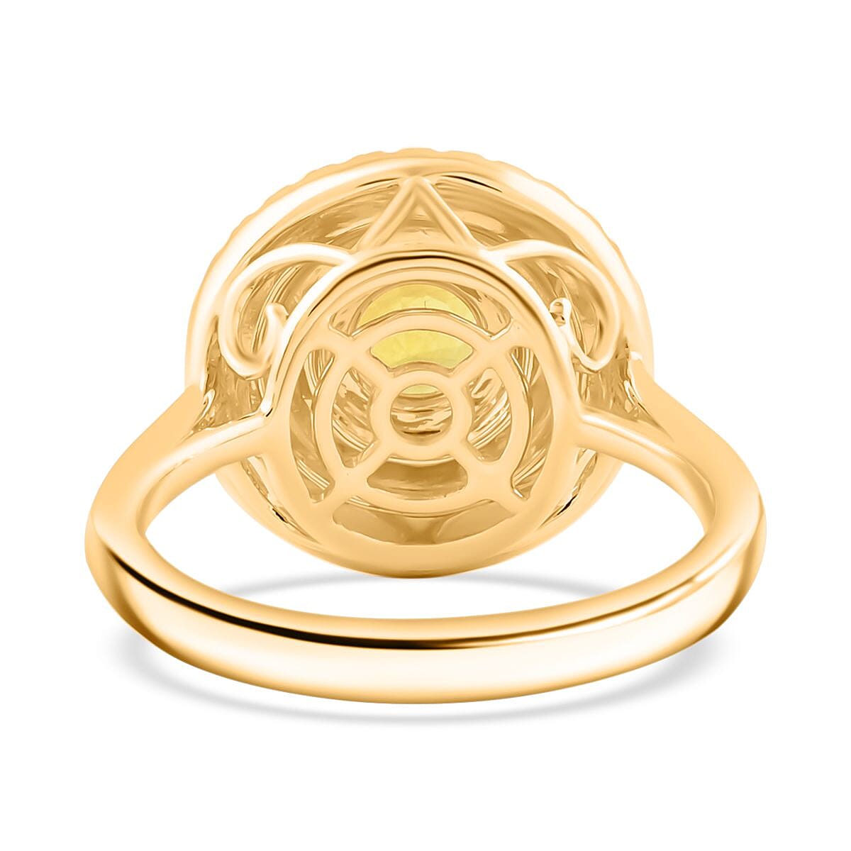 Certified & Appraised Luxoro AAA Madagascar Yellow Sapphire and G-H I2 Diamond 1.35 ctw Ring in 14K Yellow Gold (Size 9.0) 5.25 Grams image number 4