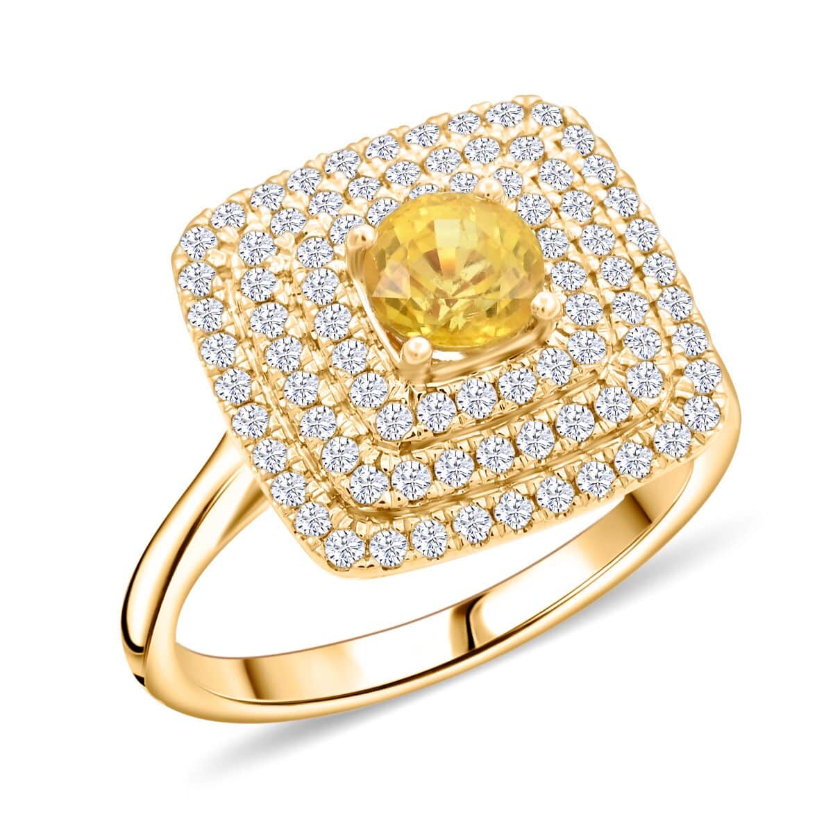 Certified & Appraised Luxoro 14K Yellow Gold AAA Madagascar Yellow Sapphire, Diamond (G-H, I2) (0.48 cts) Ring (Size 10.0) (5.85 g) 1.35 ctw image number 0