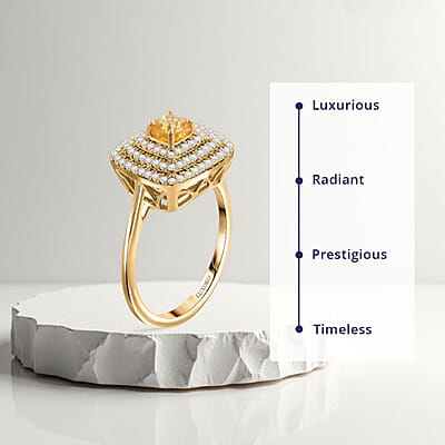 Certified & Appraised Luxoro AAA Madagascar Yellow Sapphire and G-H I2 Diamond 1.35 ctw Ring in 14K Yellow Gold (Size 10.0) 5.85 Grams