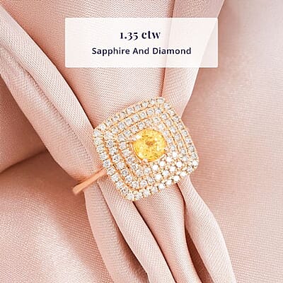 Certified & Appraised Luxoro AAA Madagascar Yellow Sapphire and G-H I2 Diamond 1.35 ctw Ring in 14K Yellow Gold (Size 10.0) 5.85 Grams