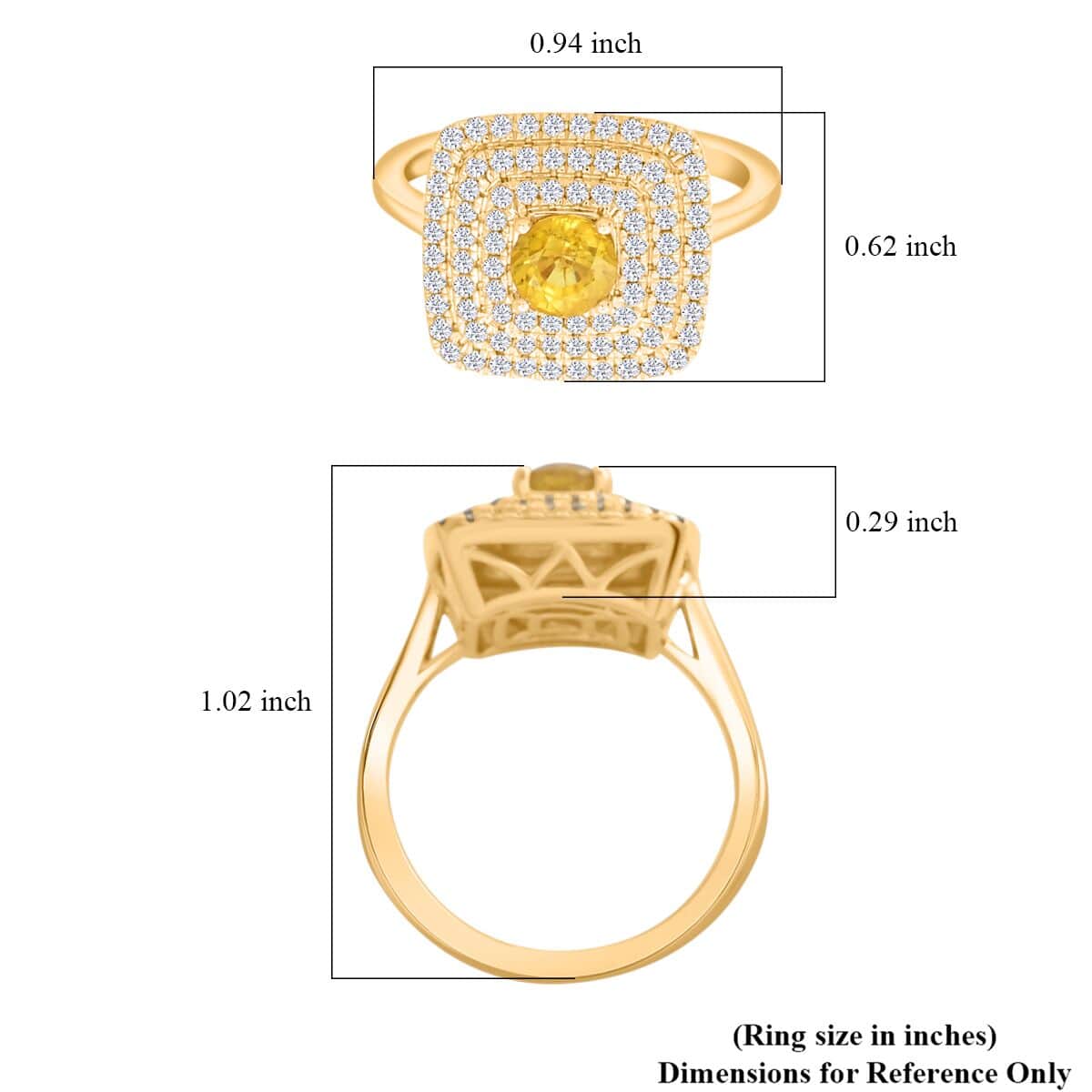 Certified & Appraised Luxoro 14K Yellow Gold AAA Madagascar Yellow Sapphire, Diamond (G-H, I2) (0.48 cts) Ring (Size 10.0) (5.85 g) 1.35 ctw image number 5