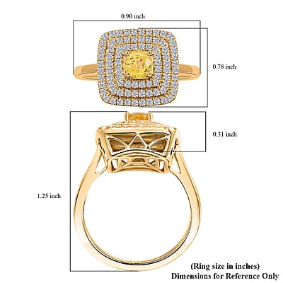 Certified & Appraised Luxoro AAA Madagascar Yellow Sapphire and G-H I2 Diamond 1.35 ctw Ring in 14K Yellow Gold (Size 10.0) 5.85 Grams