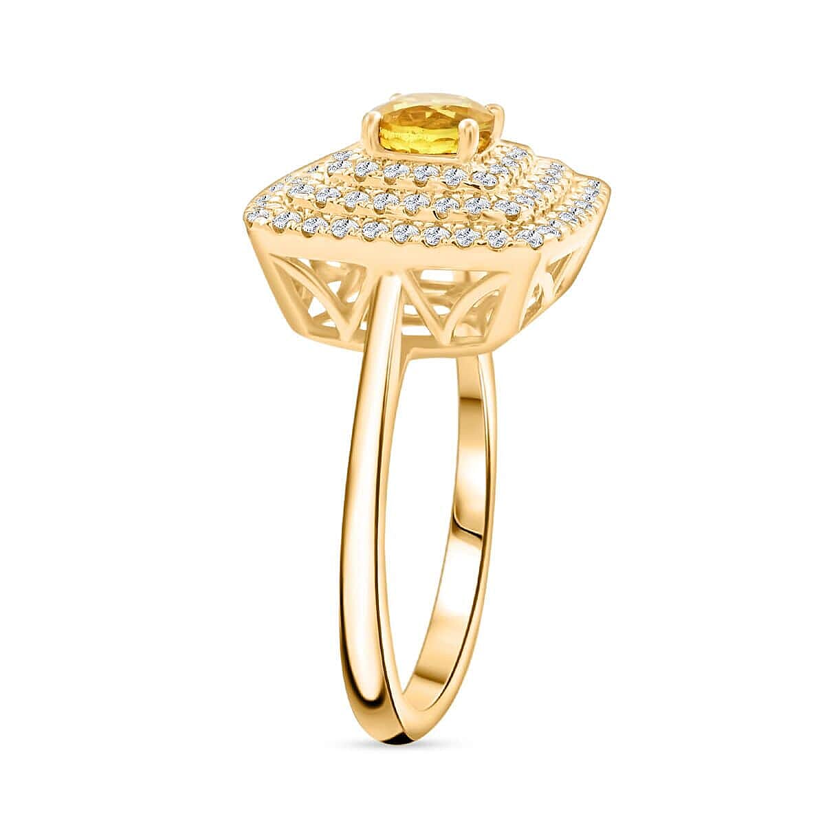 Certified & Appraised Luxoro AAA Madagascar Yellow Sapphire and G-H I2 Diamond 1.35 ctw Ring in 14K Yellow Gold (Size 8.5) 5.85 Grams image number 3