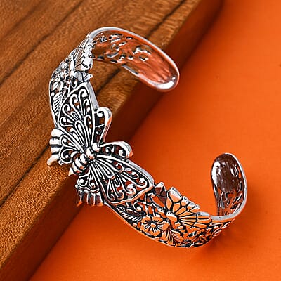 Bali Legacy Butterfly Cuff Bracelet in Sterling Silver (7.25 In) 29.50 Grams