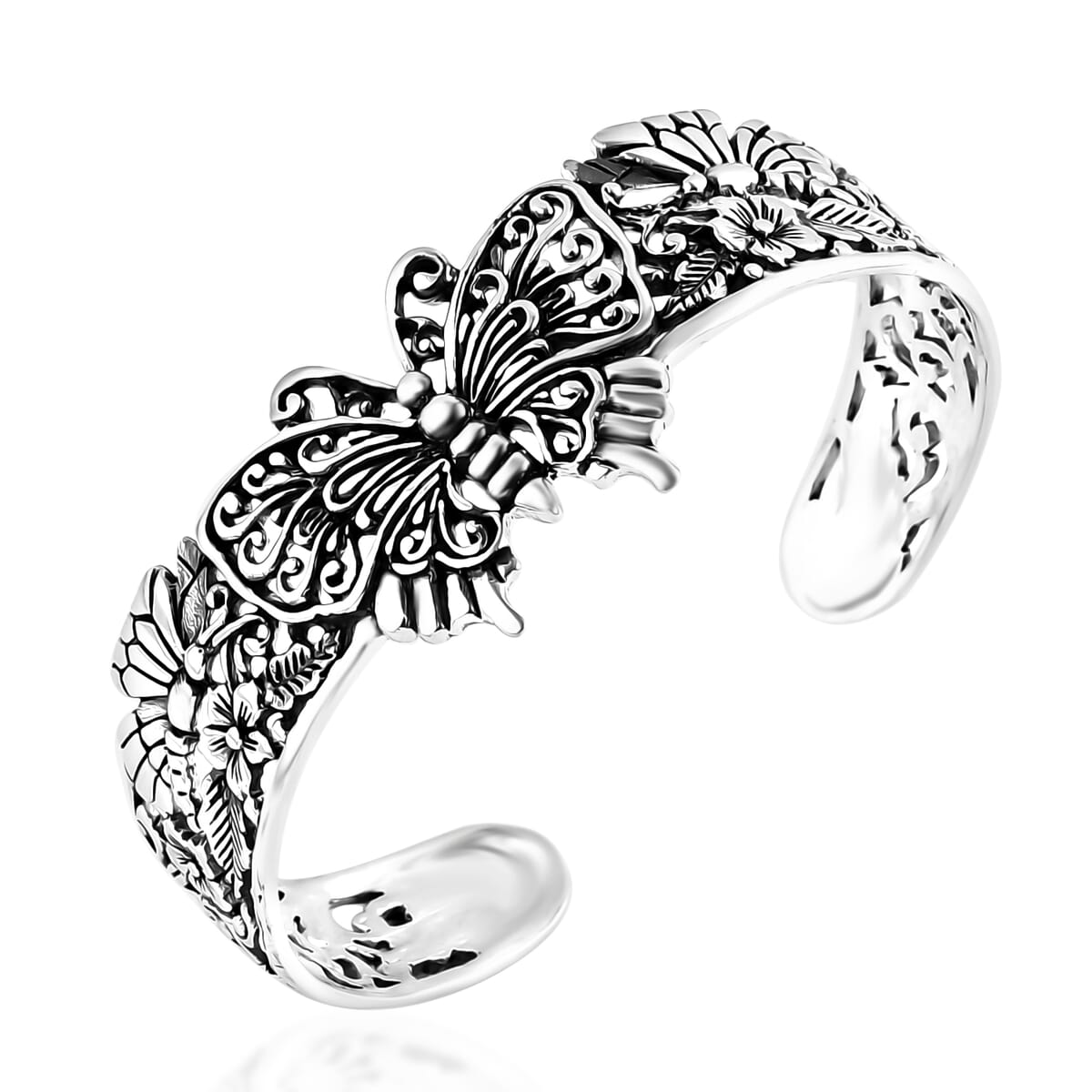 Bali Legacy Butterfly Cuff Bracelet in Sterling Silver (7.25 In) 29.50 Grams image number 3
