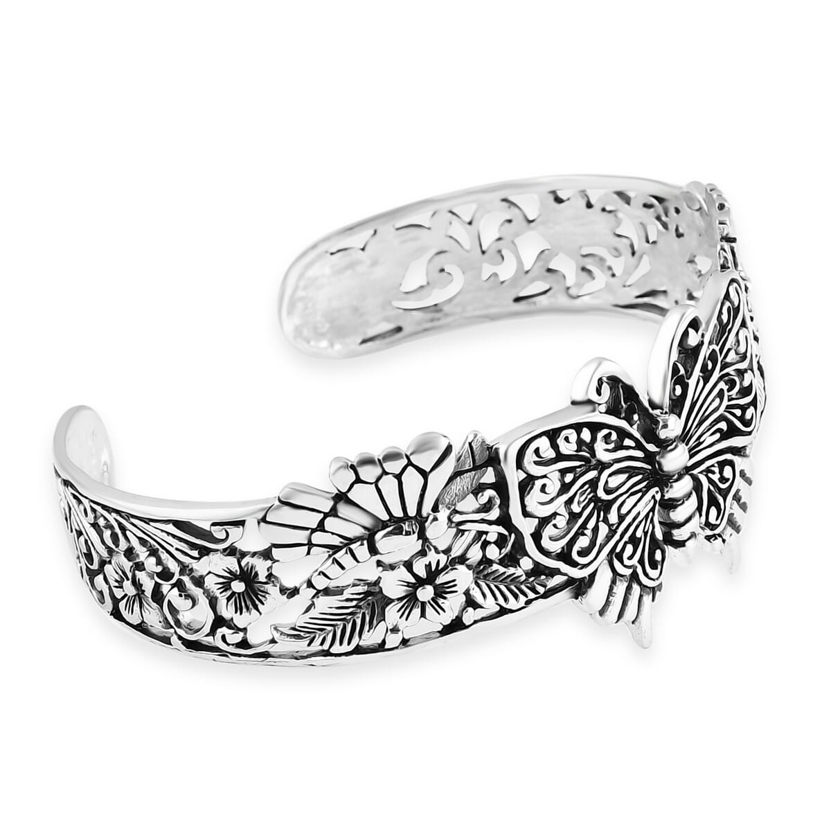 Bali Legacy Butterfly Cuff Bracelet in Sterling Silver (7.25 In) 29.50 Grams image number 5
