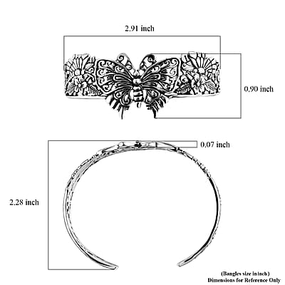 Bali Legacy Butterfly Cuff Bracelet in Sterling Silver (7.25 In) 29.50 Grams