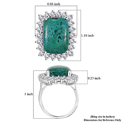 Karis Table Mountain Shadowkite and White Zircon 15.85 ctw Halo Ring in Platinum Bond (Size 10.0)