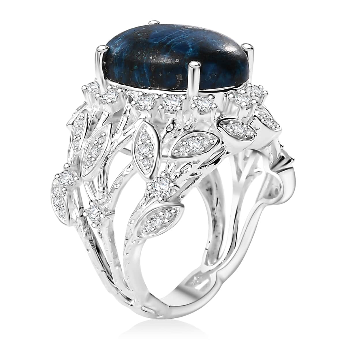 Karis Table Mountain Shadowkite and White Zircon 13.40 ctw Tree Branch Ring in Platinum Bond (Size 6.0) image number 3