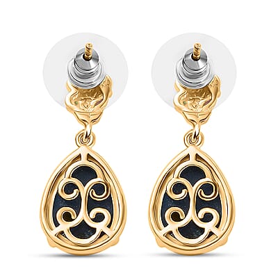 Karis Table Mountain Shadowkite and Multi Gemstone 11.70 ctw Floral Earrings in 18K YG Plated