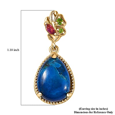 Karis Table Mountain Shadowkite and Multi Gemstone 11.70 ctw Floral Earrings in 18K YG Plated