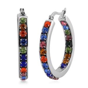 Multi Color Austrian Crystal Earrings in Stainless Steel